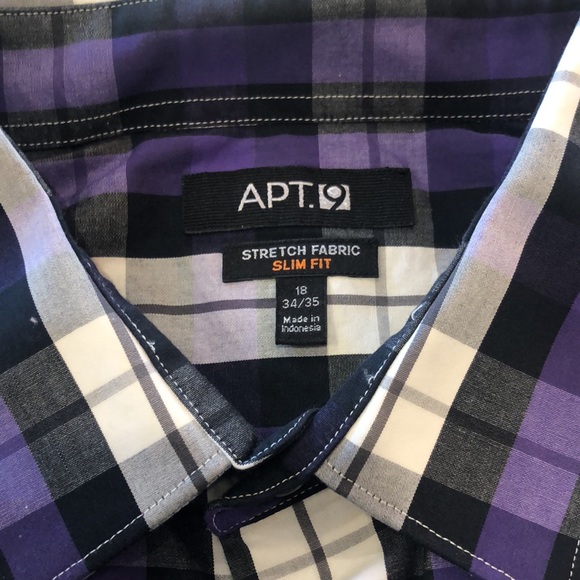 Apt.9 Men’s Plaid Button-Down Shirt - XXL - Purple - Picture 4 of 4